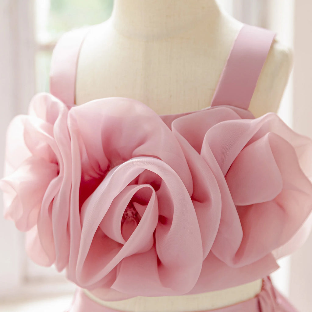HETISO Girls Princess Party Dress Elegant Flower Tutu Bridesmaid Prom Gown for Wedding Evening Birthday Graduation 4-8Y