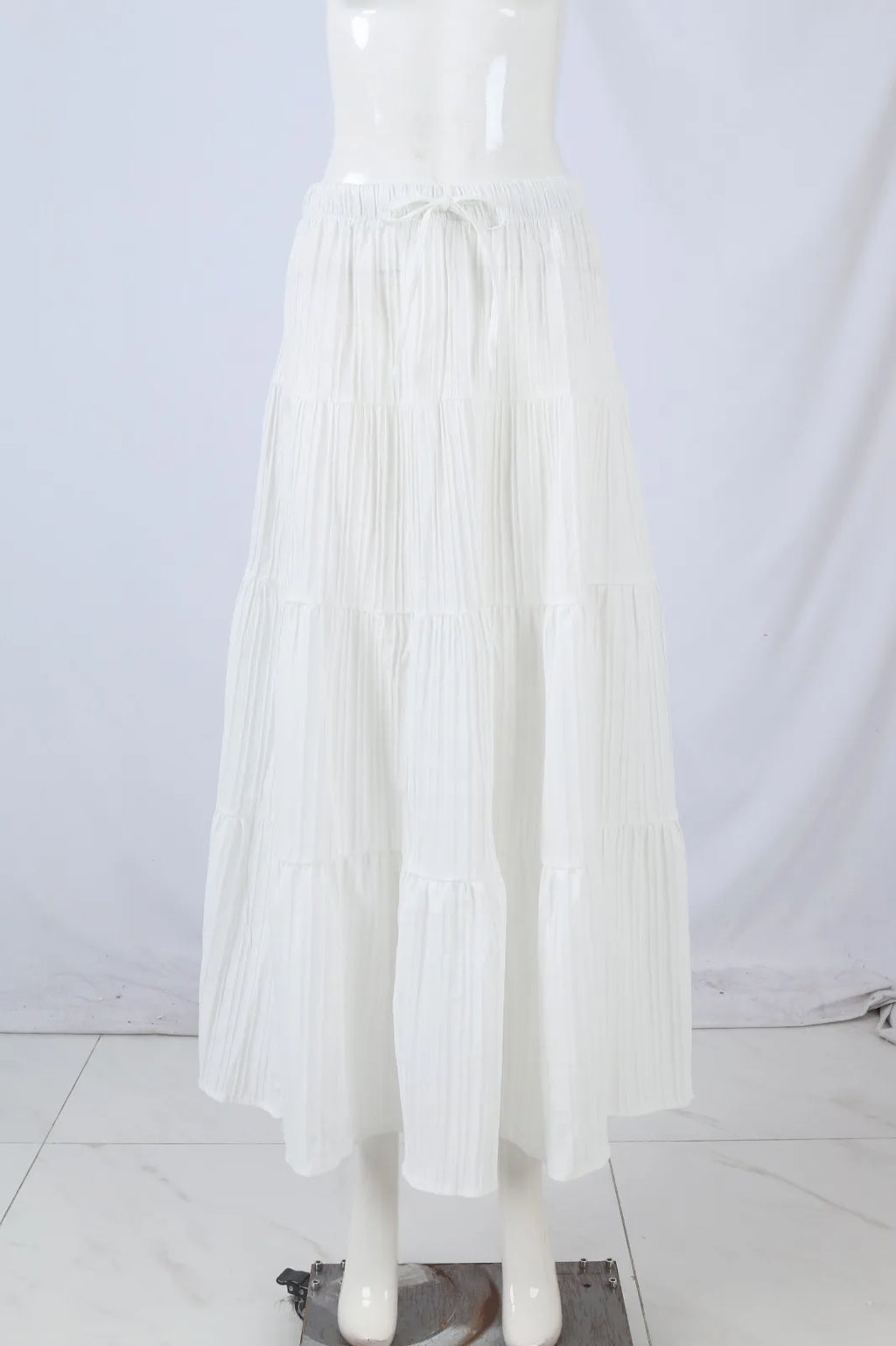 Women's Flared Ruffle Hem Maxi Skirt Fashion Women Solid Long Skirts Elastic Waist Elegant Long Skirt Spring Summer Cake Dress
