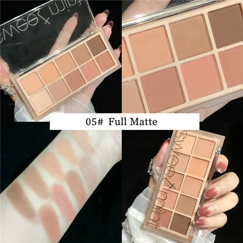 10-Color Eyeshadow Palette - Glitter Shimmer Matte Waterproof