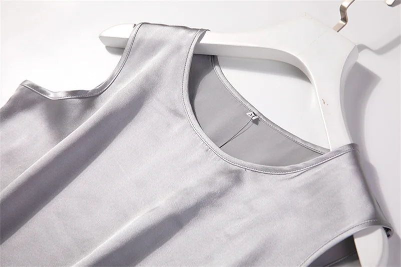 Elegant Fashion Satin Tank Tops Office Lady Blouse Shirts plus  Summer Slim Sleeveless Vest Women Simple O-neck Tops y2k clothes