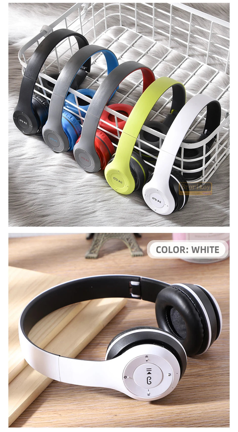 Auriculares inalámbricos P47 Bluetooth 5.0 Auriculares plegables HIFI estéreo graves para música, juegos, auriculares para niños y niñas para iPhone XiaoMi