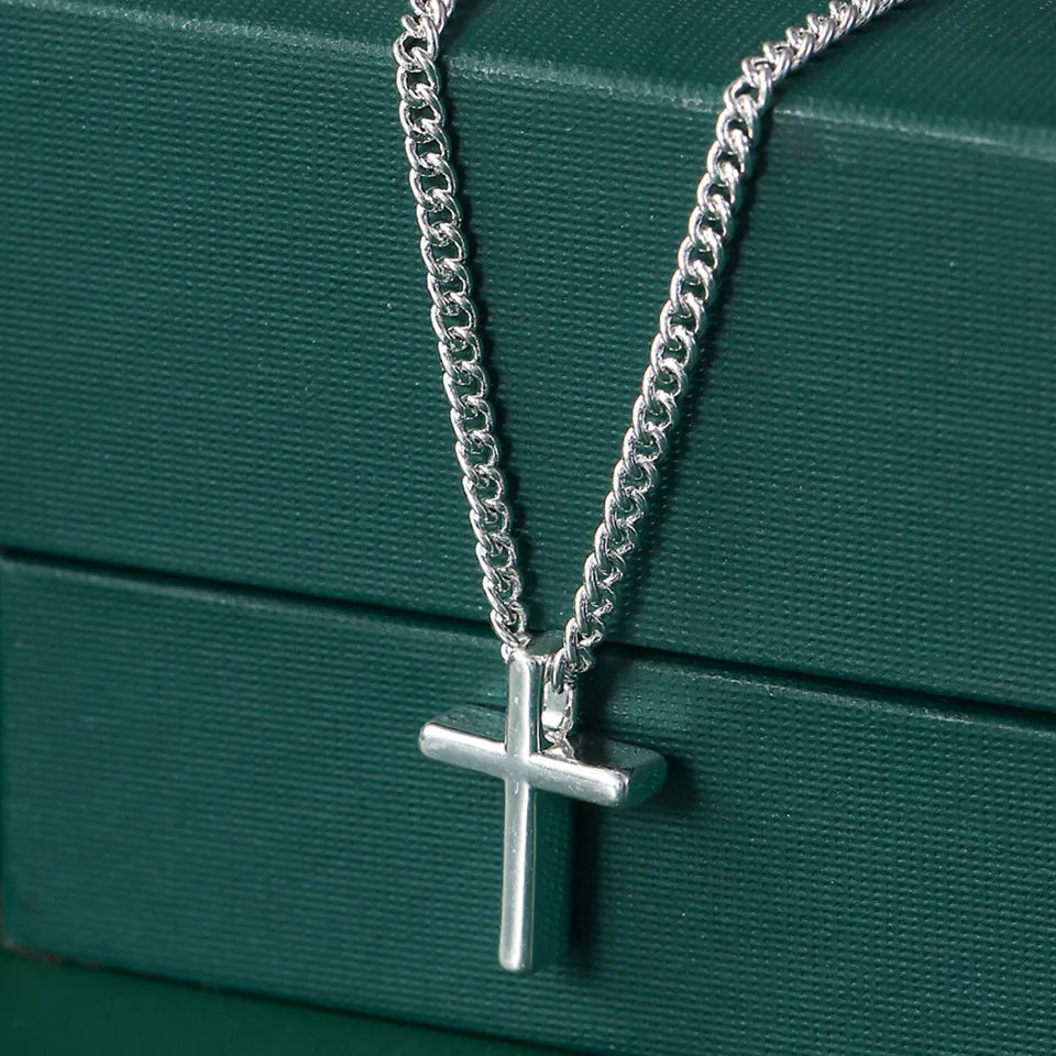 925 Sterling Silver Cross Pendant Necklace Dainty Minimalist Jewelry For Women'S Delicate Chain Fine Fashion Silver Jewelry