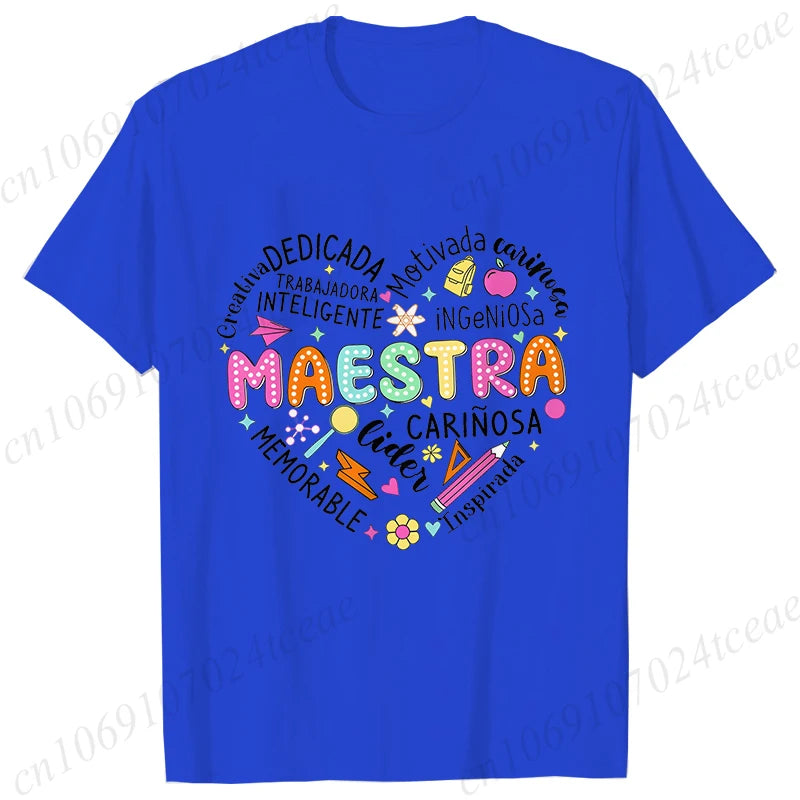 Spanish Maestra Women's T-Shirt Casual Short Sleeve Graphic Tee