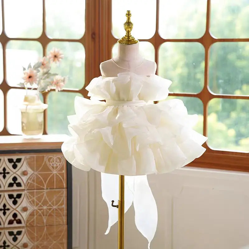 Dreamy Vow J731 Stylish White Black Baby Girl Dress for Kids 1st Toddler Birthday Holiday Party Princess Knee Length Ball Gown