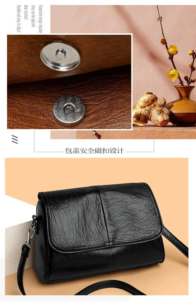Retro Oil Wax Leather Crossbody Bag,with Textured and Vintage Feel,Simple and Elegant Flap Design,and Adjustable Shoulder Strap