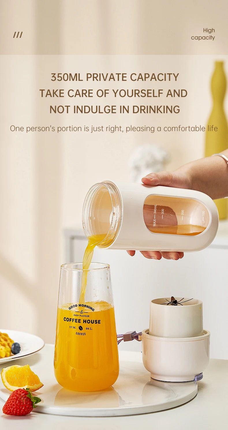 Wireless Portable Juice Cup, Kitchen and Outdoor Tool, with a 12-Blade Cutter Head, Easy to Operate and Convenient to Clean.