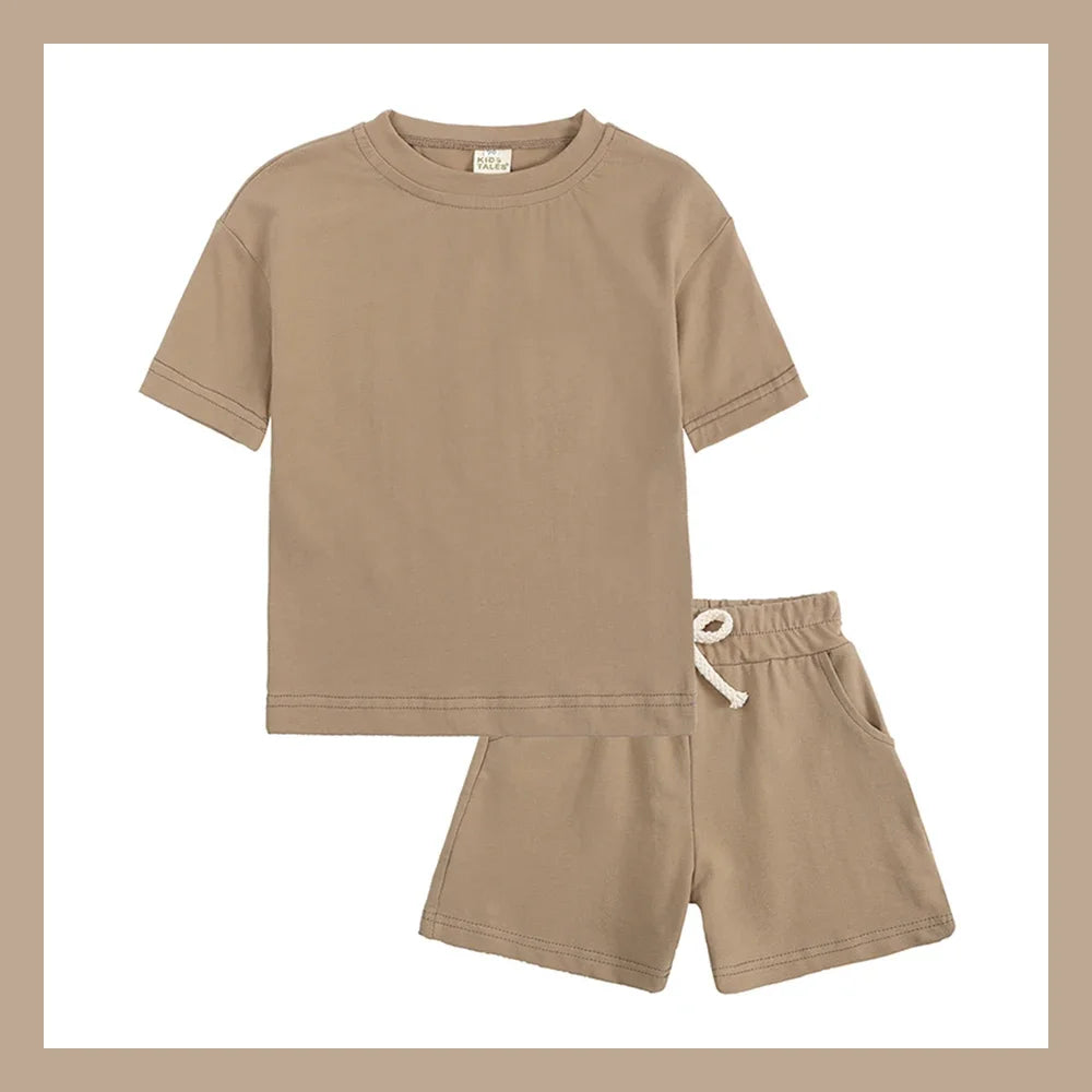Kids Tales Unisex Toddler Summer Clothing Set - Cotton T-Shirt & Shorts