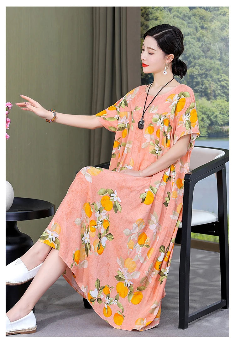 New Fashion Casual Summer Dress For Women Ladies O-Neck Print Short Sleeve Dress plus size Women Clothing
