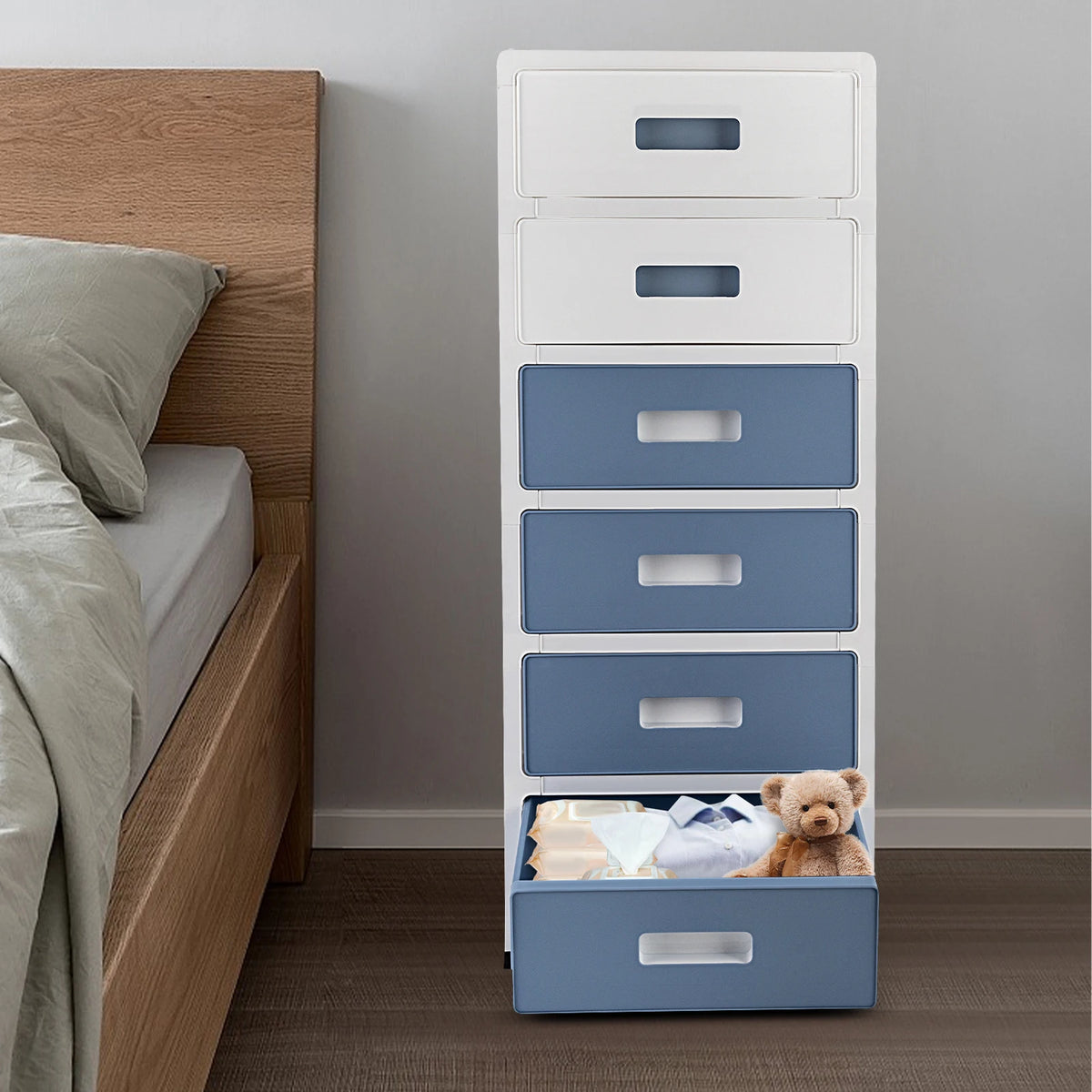 6 Tier Drawer Cabinet Plastic Drawer Tower Drawer Desktop Organizer For Kitchen Bathroom Living Room Bedroom Office 35*26*83.5cm