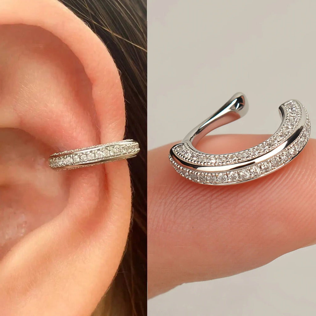 1Pc Delicate Zircon Clip On Earrings Female Heart Ear Cuff No Piercings Fake Cartilage Earrings For Women'S 2025 Fashion Jewelry
