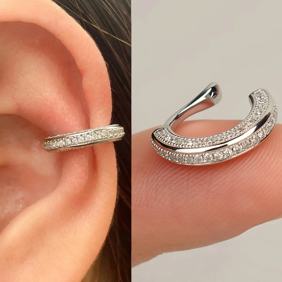1Pc Delicate Zircon Clip On Earrings Female Heart Ear Cuff No Piercings Fake Cartilage Earrings For Women'S 2025 Fashion Jewelry