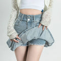 Female Jeans Skirts Ruffle Gyaru Women's Denim Skirt Flare New In Clothing Trend 2025 V Offer Aesthetic Hot Y2k Vintage Casual