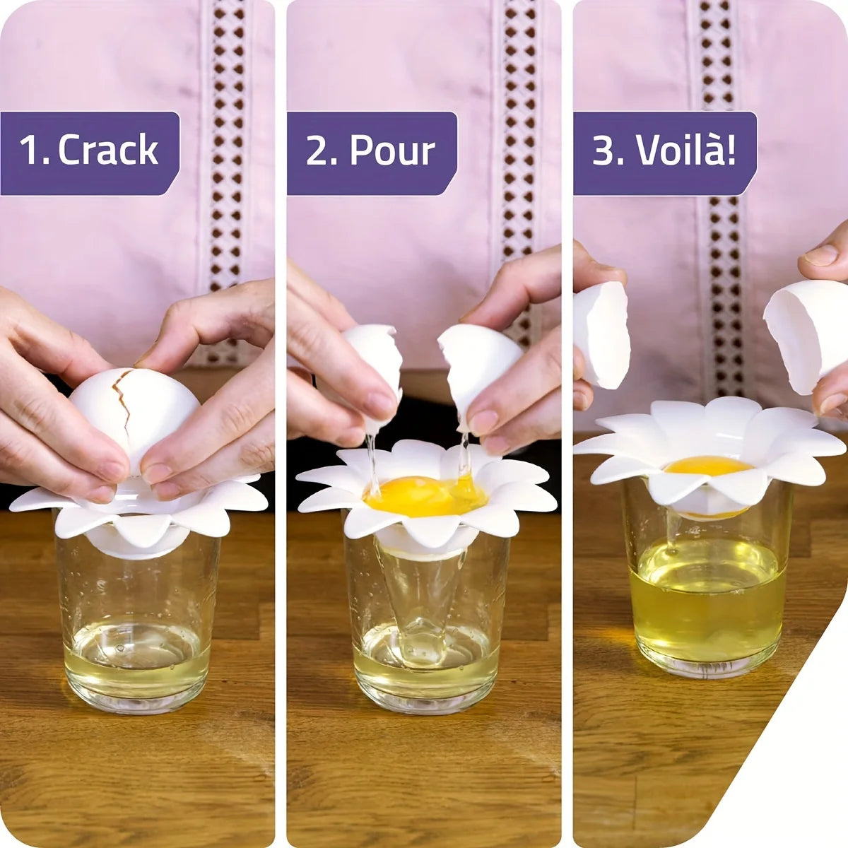 1 ud./ Separador de Yema y Clara con Diseño de Flor Bonito, Utensilios de Cocina para Hornear, Extractor de Huevo