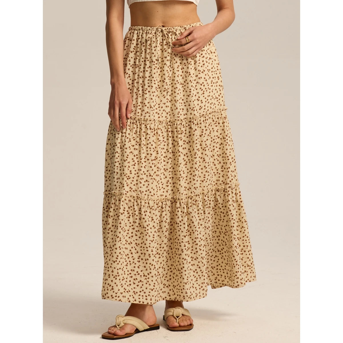 Elegant High Waist Elastic Pocket Long Skirt Adjustable Belted Half Body Skirt Women's Home Fashion Spring 2025 Polyester Blend
