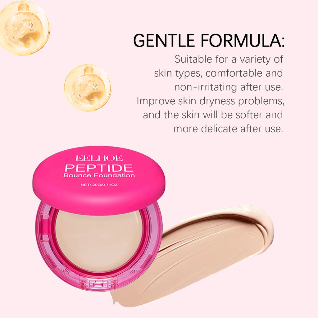Peptide Bounce Foundation Deeply Hydrates Dry Skin Evens Complexion Fast Application Non Sticky Smooth Finish Long Lasting Natural Coverage Flawless Face Foundation