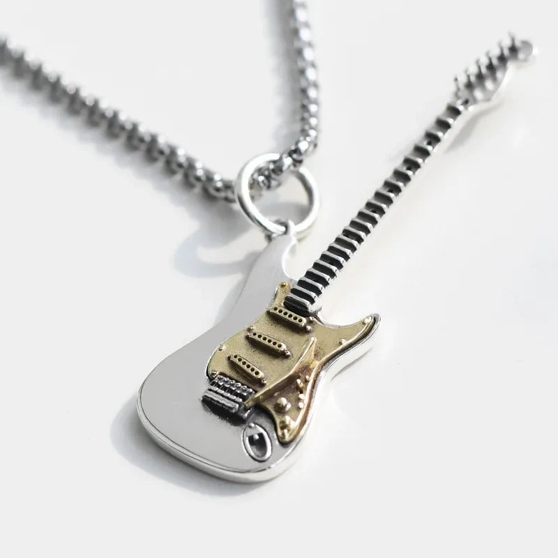Punk Guitar Pendant Necklace for Men