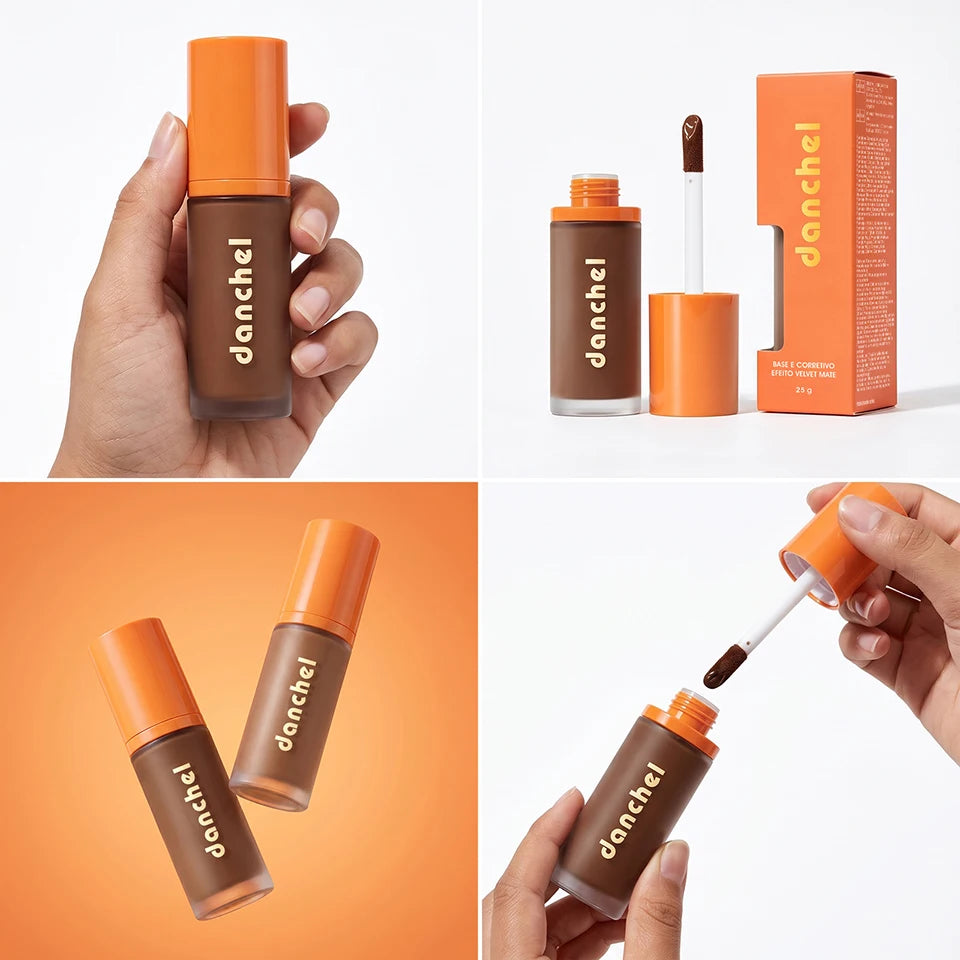 2-in-1 Liquid Foundation & Concealer Buildable Coverage Velvet Matte Finish Long Lasting Sweat Resistant Natural Face Makeup