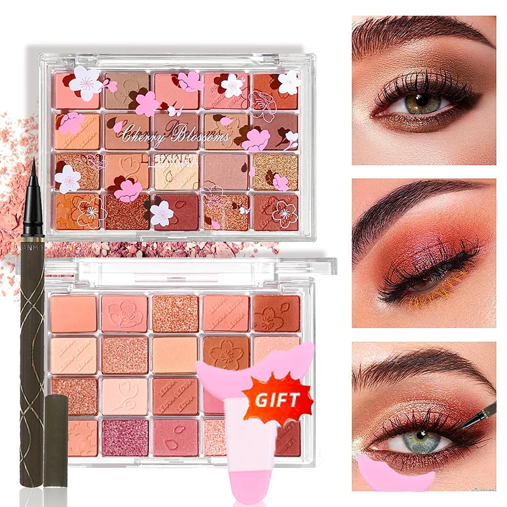 Paleta de Sombras de Ojos de 20 Colores Acabados Brillantes y Mate para Entusiastas del Maquillaje Altamente Pigmentada Difuminable Larga Duración