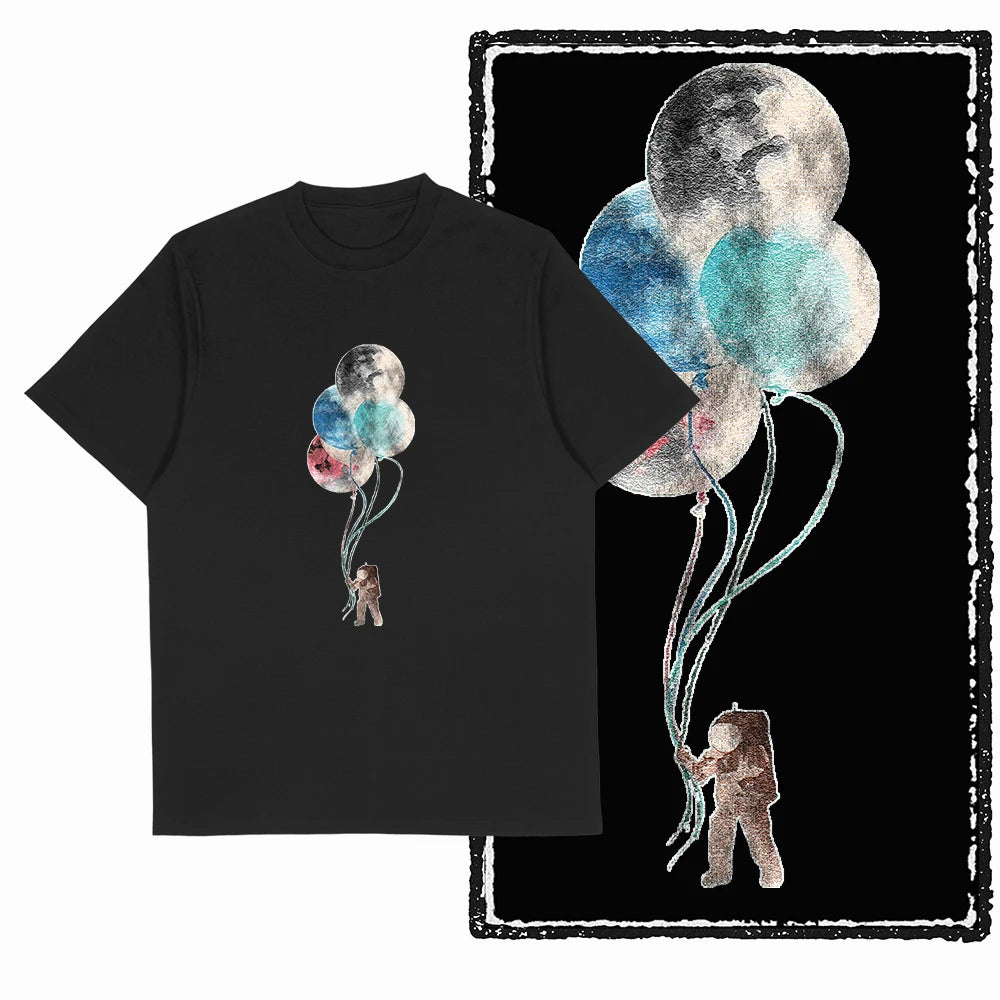 The Coolmind Men's 100% Cotton Astronaut Graphic T-Shirt - Black