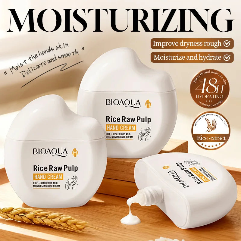 Travel Size Rice Extract Serum Hand Cream 60g - Deep Moisturizing Hand Cream for Dry Rough Hands, Hydrating & Smoothing Care