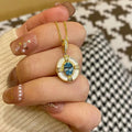 Aquamarine & White Fritillaria Ring & Necklace Jewelry Set