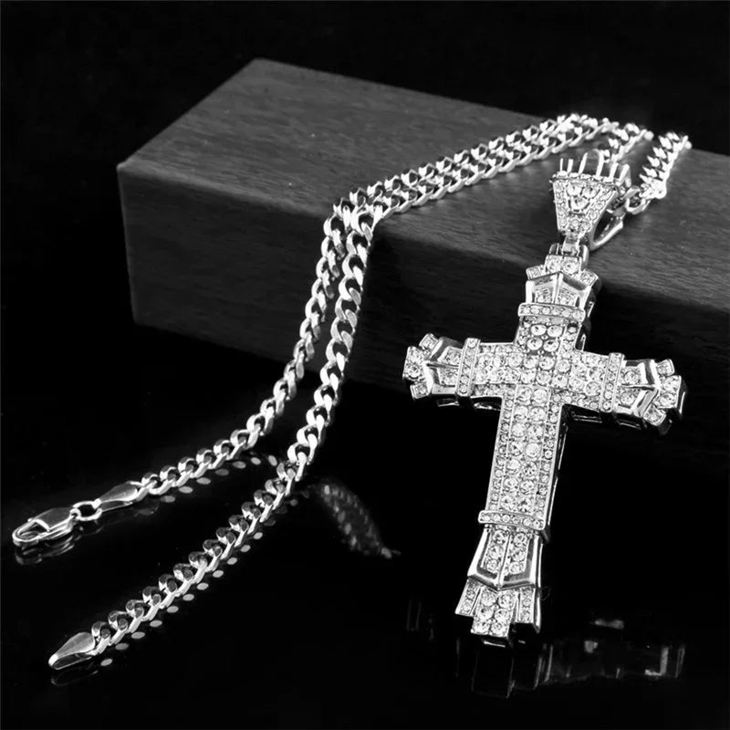 Christian Jesus Portrait Iced Out Necklace Pendant For Men And Women Cross Catholic Amulet Jewelry