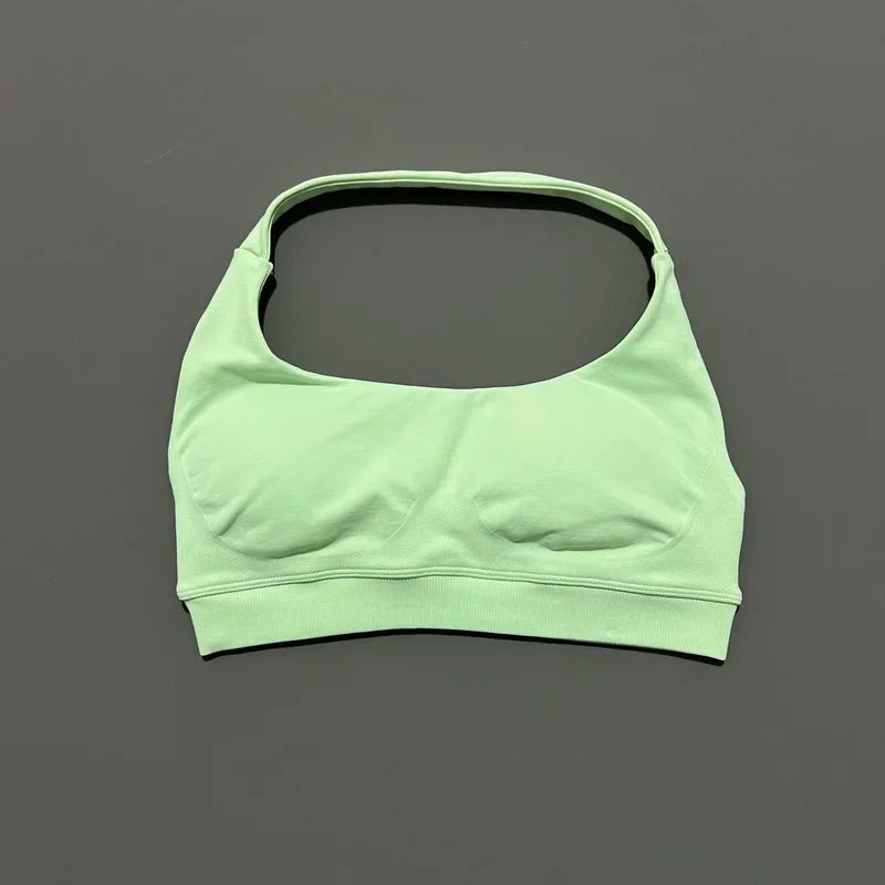 Women Sports Bra Seamless Halter Yoga Clothes Removable Cups Women Workout Clothing Gym Backless Bra Running Workout Tops