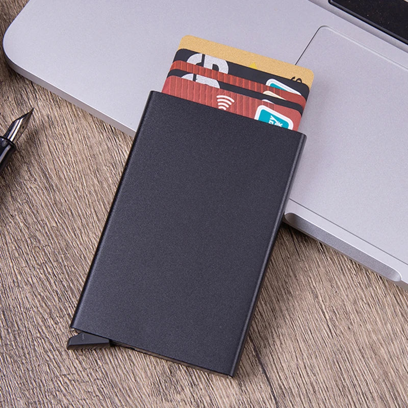 ID Credit Bank Card Holder Wallet Luxury Brand Men Women Anti Rfid Blocking Protected Magic  Slim Mini Small Money Wallets Case