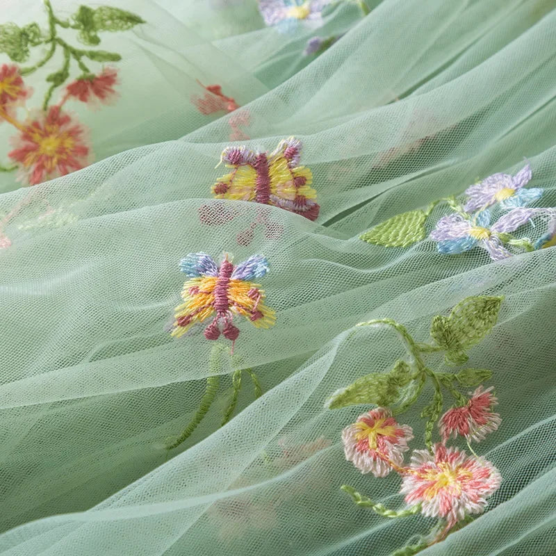 2026 All New Summer Tulle Toddler Girls Princess Dress 3D Butterfly Floral Embroidery Puff Skirt Girl's Party Gift Dress
