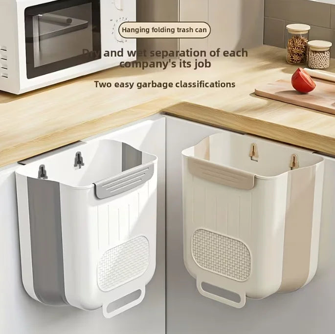 Cubo de basura plegable montado en la pared de la cocina, cubo de basura colgante para armario del hogar, cubo de basura colgante clasificado, accesorios de cocina