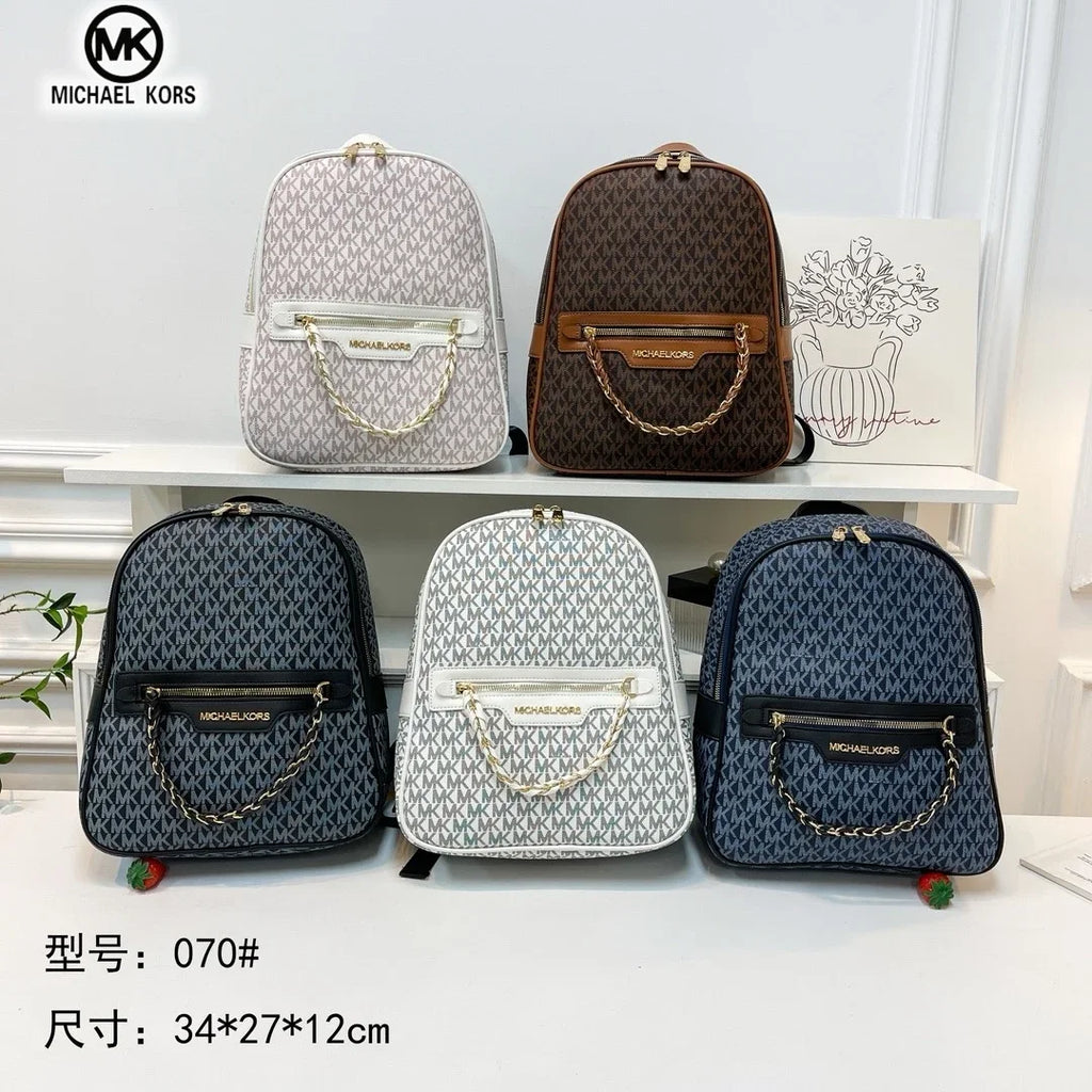 Michael Kors Women's Fashion Leisure Backpack Multi functional Large Capacity Small Backpack MK Outward Vacation Travel Bag