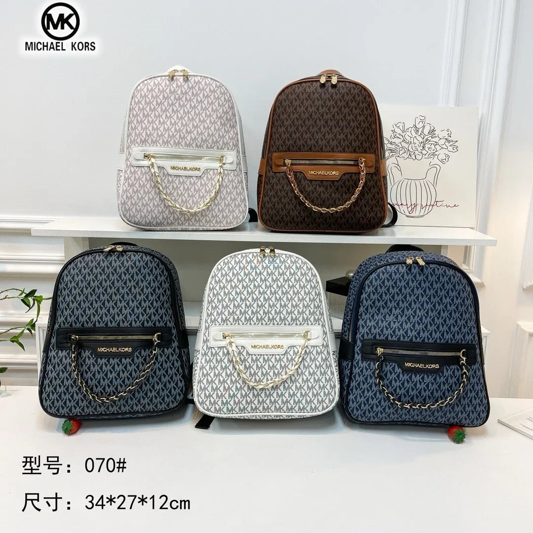 Michael Kors Women's Fashion Leisure Backpack Multi functional Large Capacity Small Backpack MK Outward Vacation Travel Bag