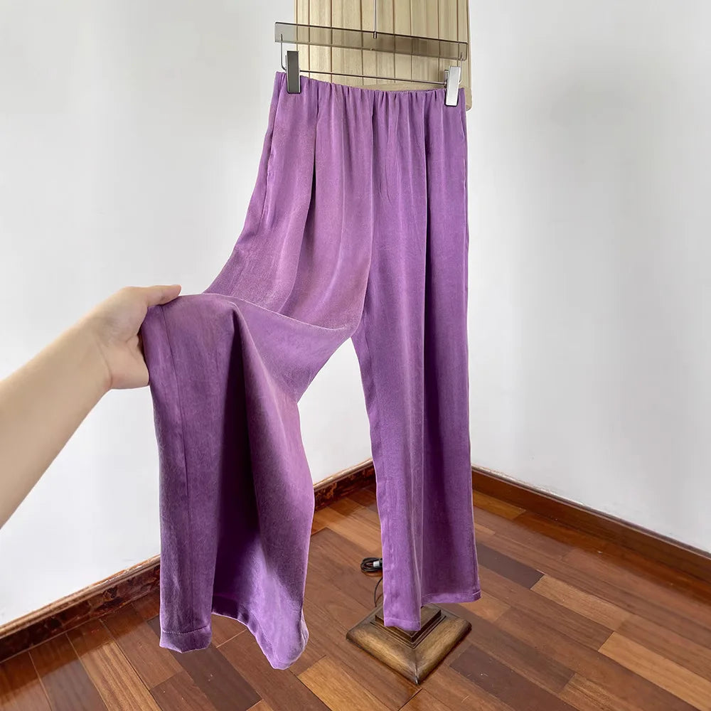 Women's High Waist Straight Leg Trousers - Casual Loose Fit
