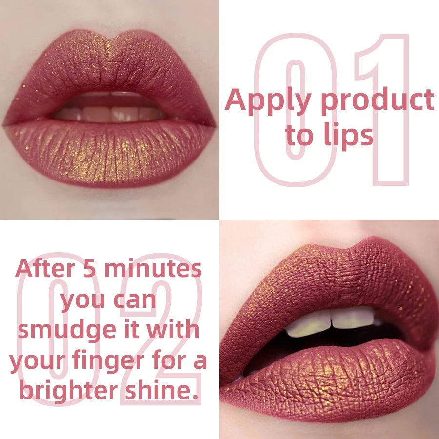 Kafurux Glitter Metallic Lip Gloss - Waterproof Long-Lasting Lip Tint
