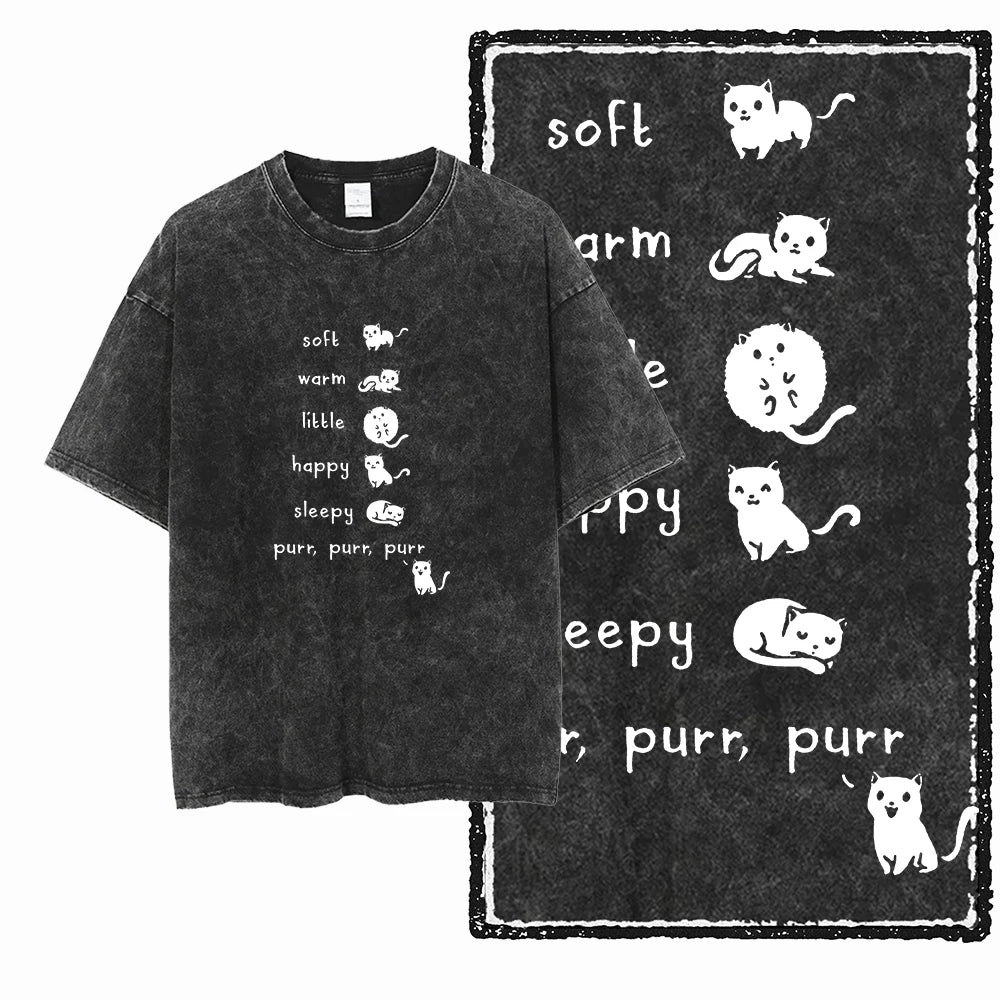 Coolmind Db Cat Printed Acid Washed Cotton T Shirt Unisex Exclusive Graphic Streetwear Tee For Men Big Size