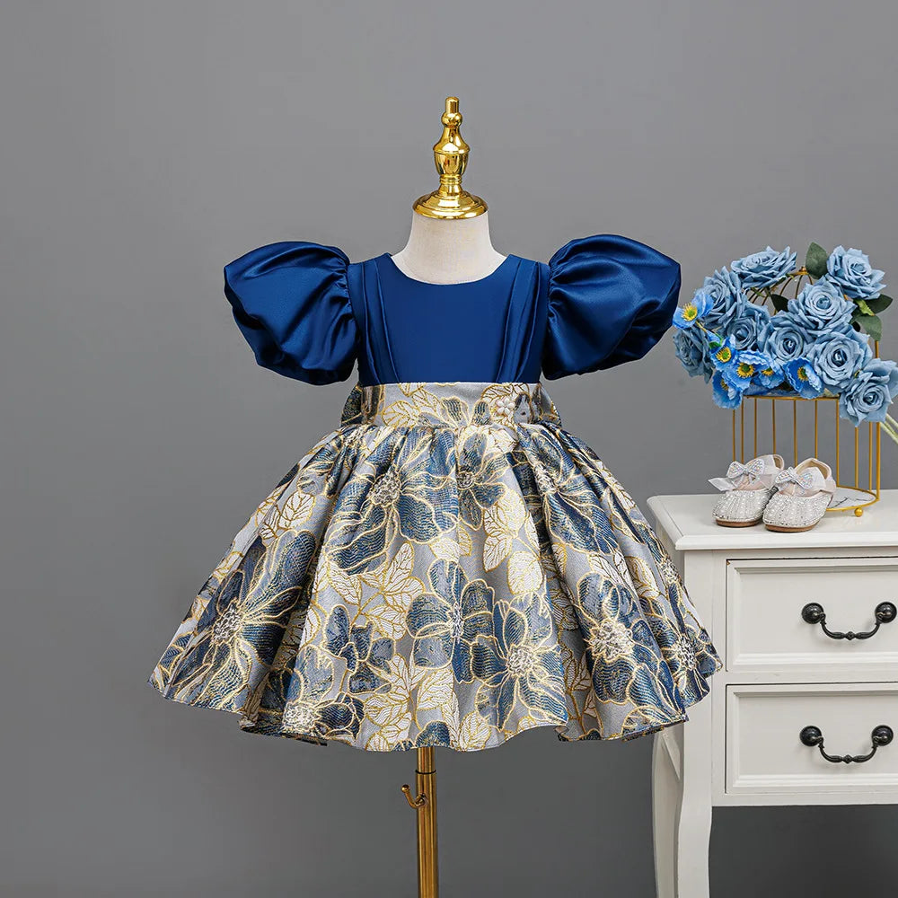 HETISO Flower Girl Dresses for Wedding Summer Embroidery Children's Elegant Birthday Party Princess Prom Gown 1-7 Years