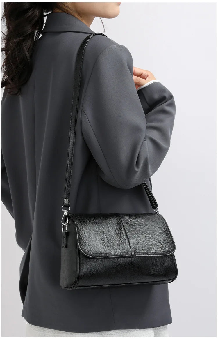 Retro Oil Wax Leather Crossbody Bag,with Textured and Vintage Feel,Simple and Elegant Flap Design,and Adjustable Shoulder Strap