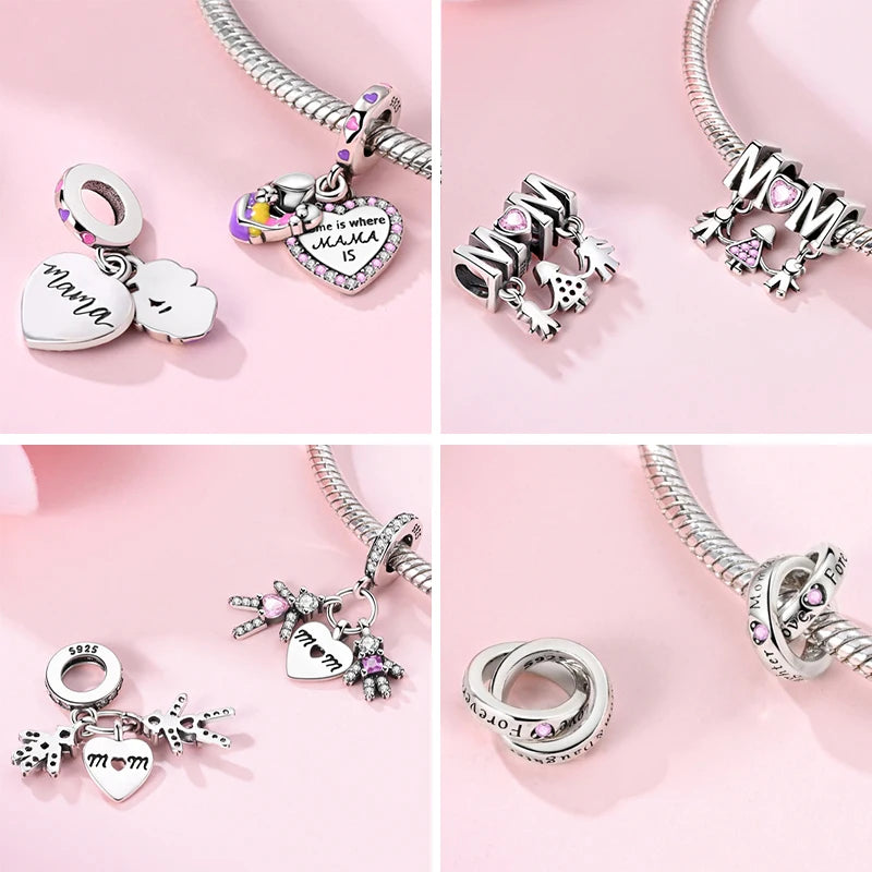 925 Sterling Silver Heart Charm Bead With Zircon Accent, GDTC Certified Fine Jewelry Gift For DIY Bracelet Makers