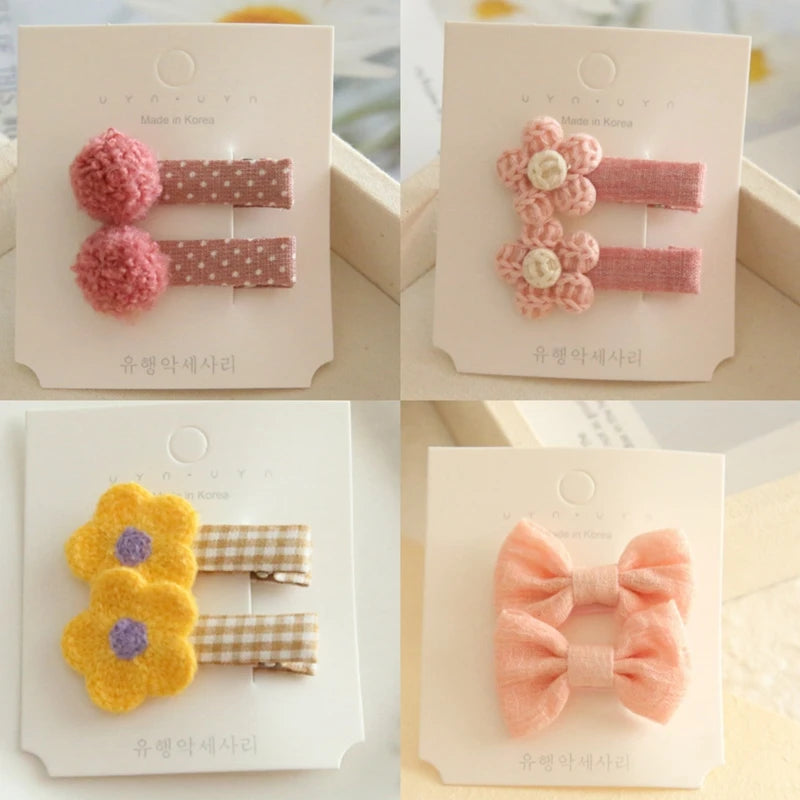 AITOUSHI Girls' Cotton Bow Hair Clips - Handmade Classical Headwear