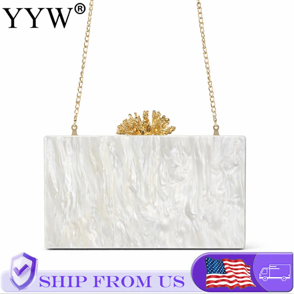 Acrylic Luxury Box Clutch Bag Wedding Chain Handbag For Women Chic Party Shoulder Crossbody Bags Ladies Evening Bags Dress Purses