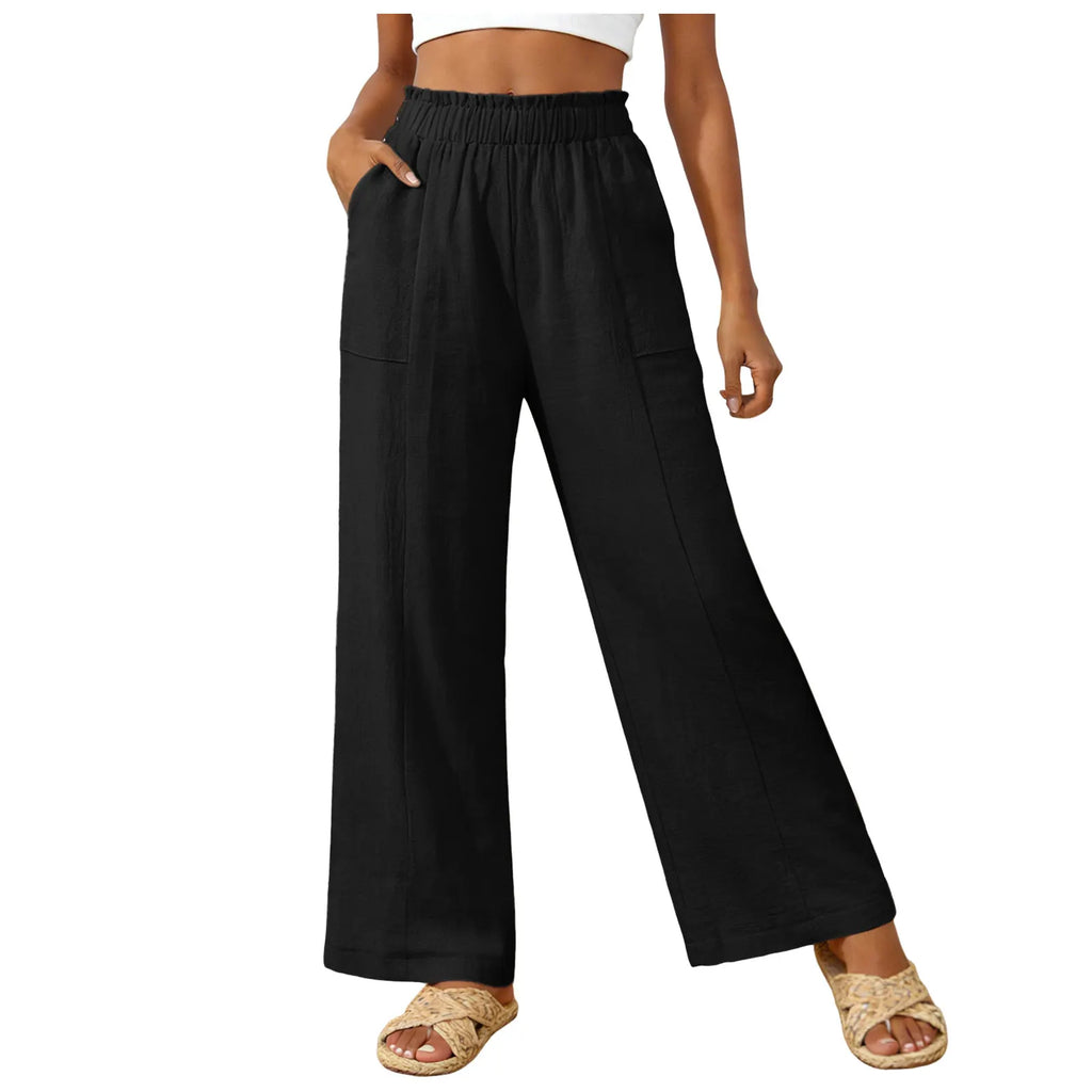 Women's Wide Leg Pants High Waist Loose Casual Trousers with Pockets