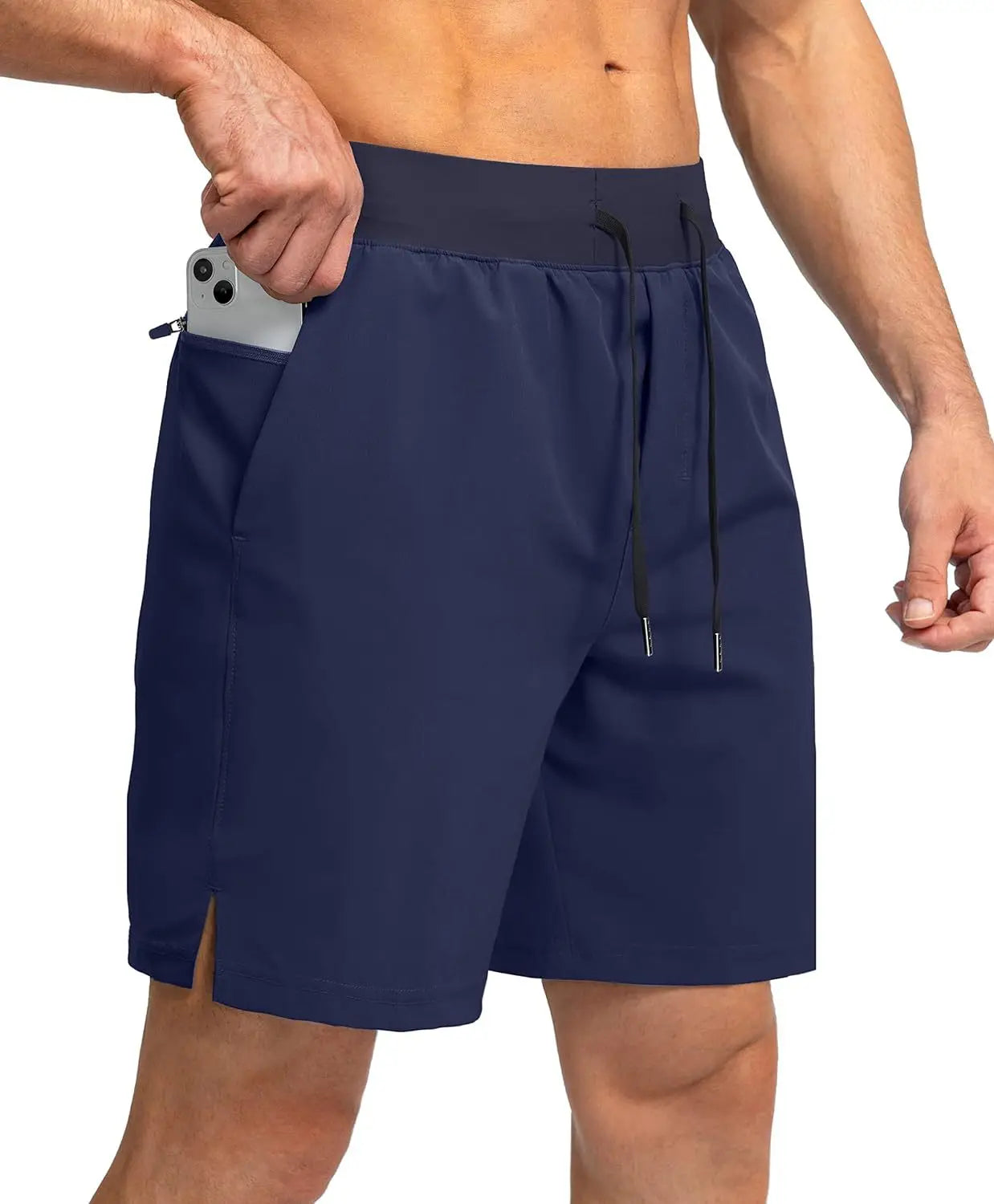 Ice Silk Cooling Shorts For Men Quick Dry Running Fitness With Zipper Pockets Loose Fit Athletic Gym Wear