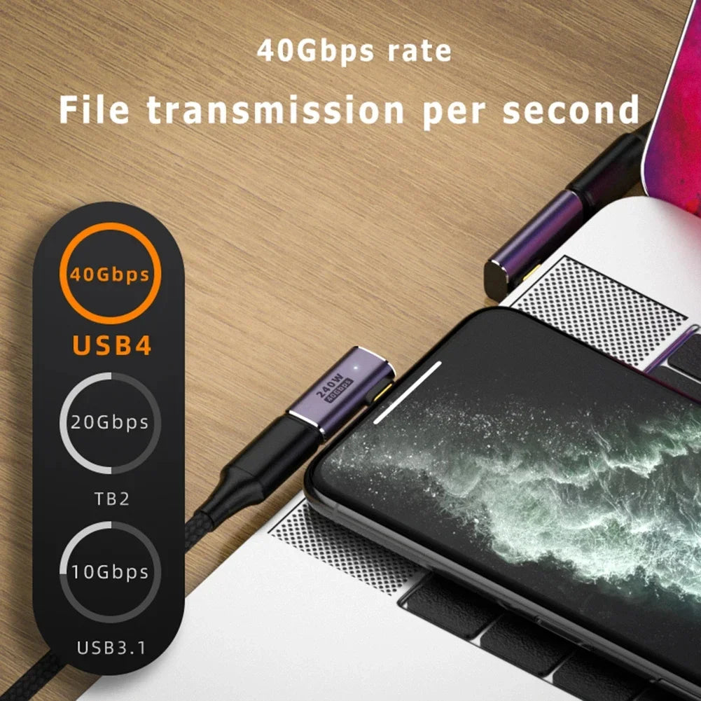 USB 4.0 PD 240W 8K USB-C Adapter – 40Gbps OTG Male to Female Connector