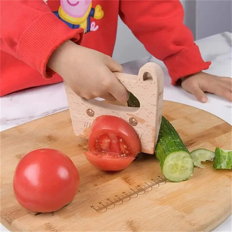 Cuchillo de madera para niños para cocinar con forma de pez y dinosaurio, juguete de cocina, cortador de verduras y frutas, herramienta de cocina, cuchillo de madera para niños