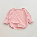 Children Simple Casual Long Sleeves T-shirt Kid Cotton Tops Unique Tees Autumn Spring Boy Girl Baby O-neck Solid Bottoming Shirt