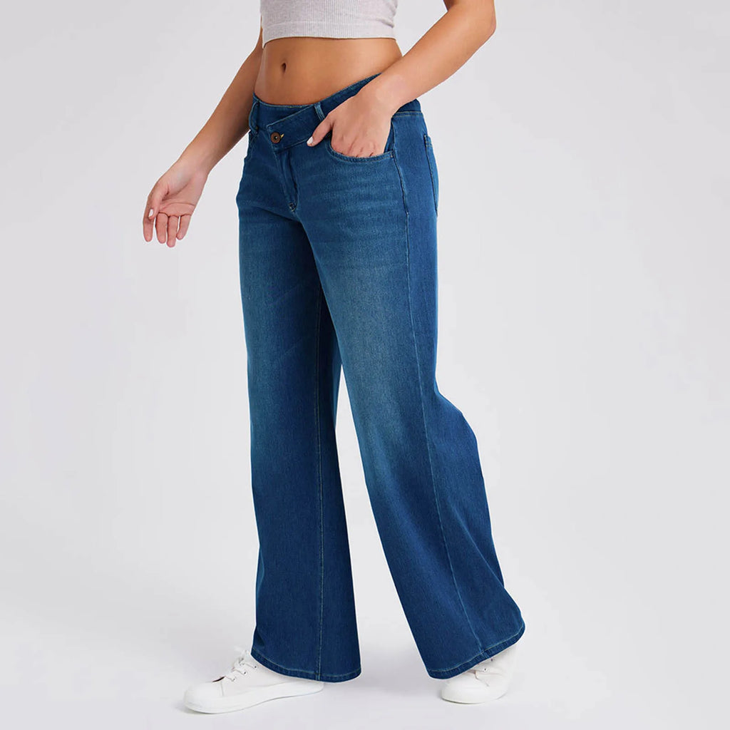 Oversize Baggy Jeans Women High Waist Button Stretch Pockets Loose Straight Blue Black Denim Pants Street Plus Size Casual Pants