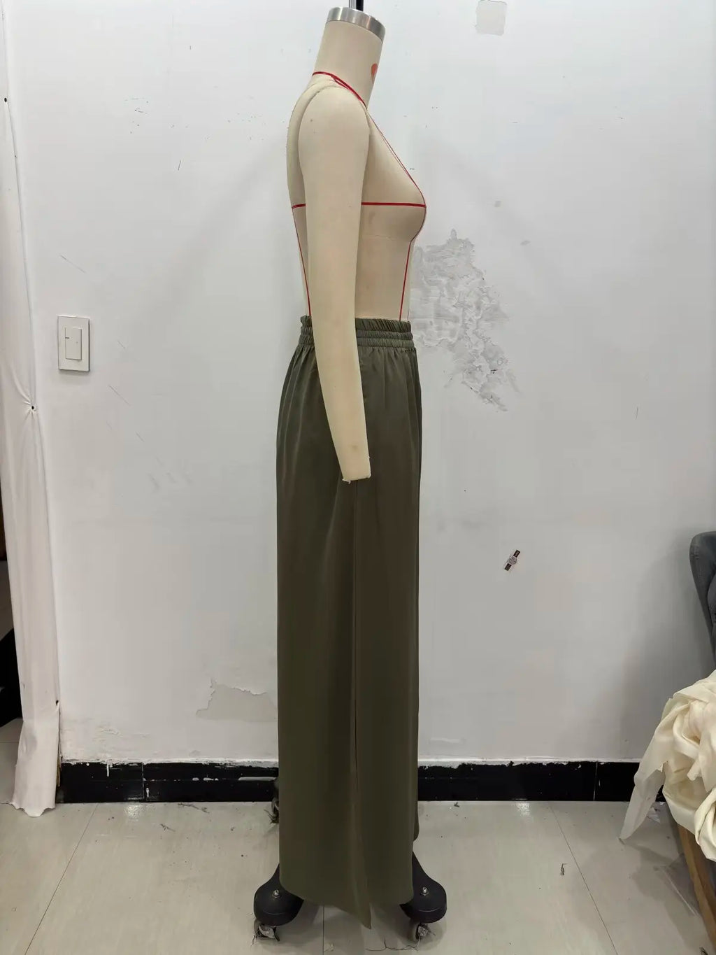 KONDALA Women's Wide Leg Pants - Casual Elastic Waist Trousers Pink