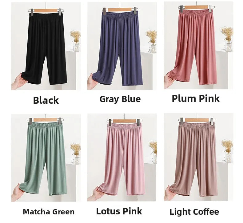 Modal Loose Sporty Summer Sleepwear Women's Casual Pants Straight Leg Wide Leg Big Size Thin Short Shorts Home Comfortable
