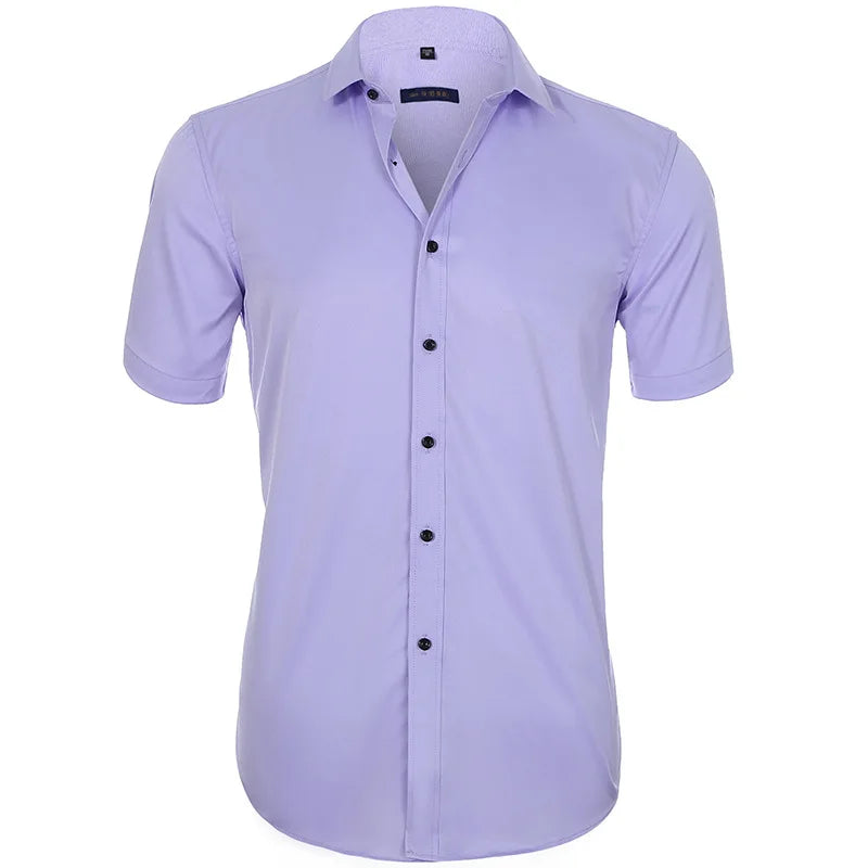Men's Long Sleeve Dress Shirt Slim Fit Non-Iron Black Business Shirt