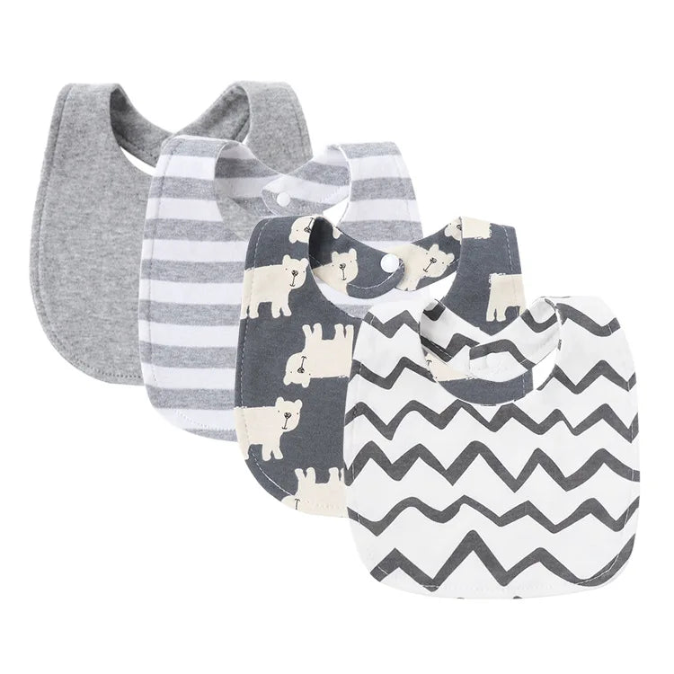 4Pcs Baby Bibs Burp Clothes Cartoon Newborn Saliva Towels for Girls Boys Cotton Kids Apron Infant Accessories Toddler Bibs Set